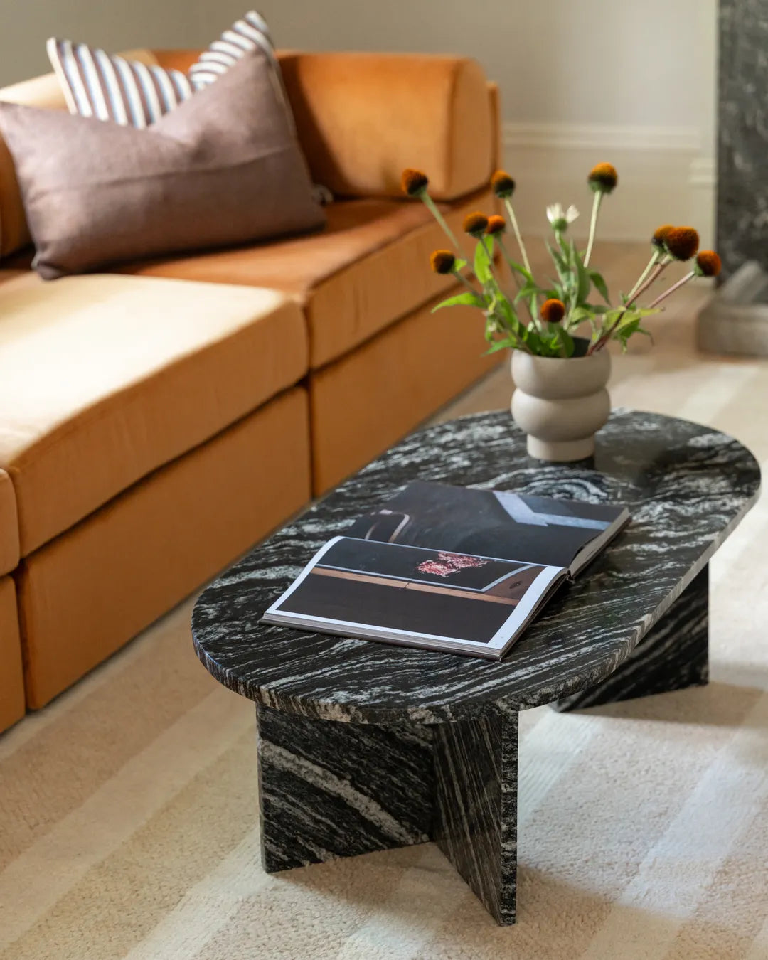 Edge Oval Coffee Table - Black Forest Granite