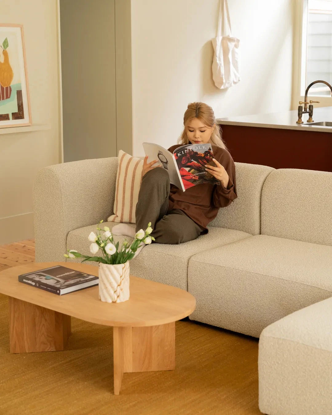 Edge Oval Coffee Table Large - Natural Oak
