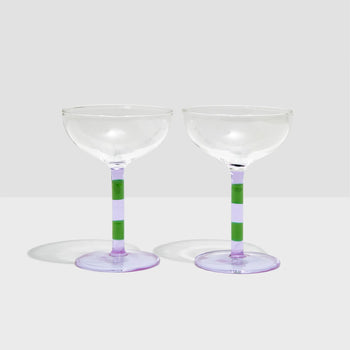 Stripe Coupes - Set of 2 - Lilac/Green