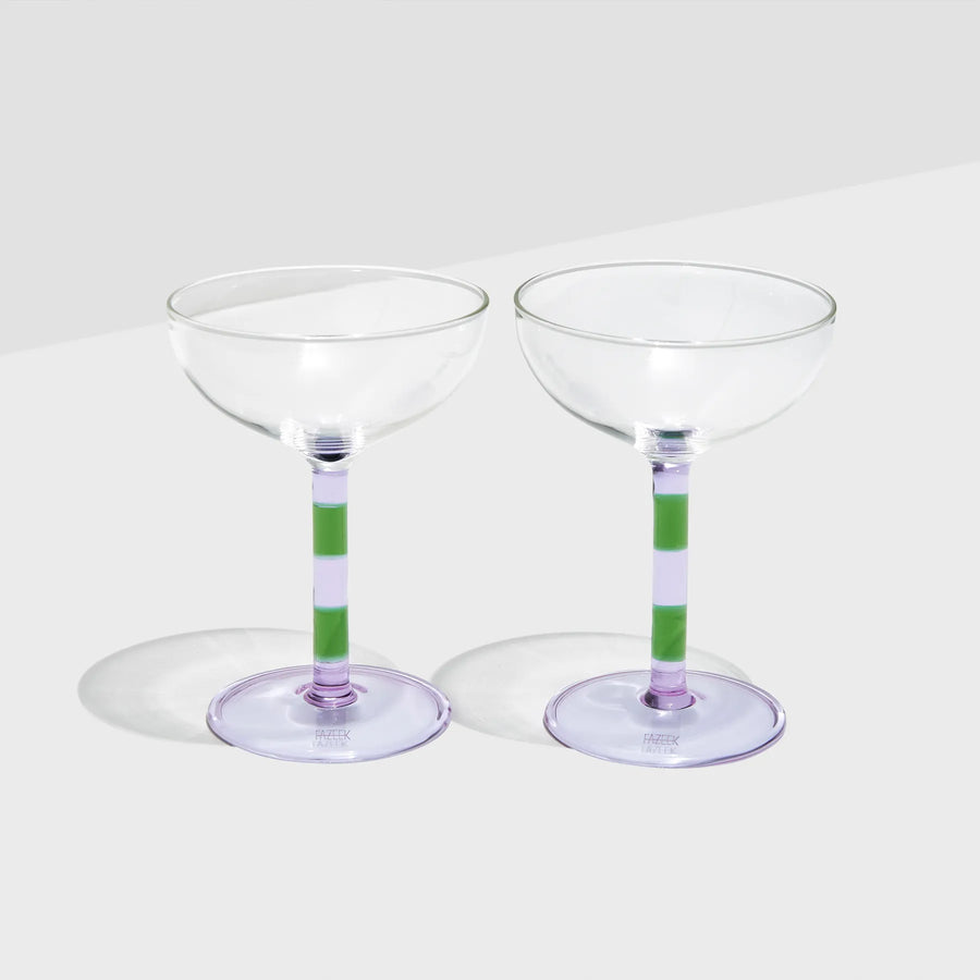 Stripe Coupes - Set of 2 - Lilac/Green