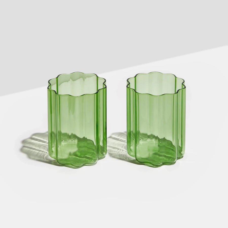 Wave Glass set of 2 - Green