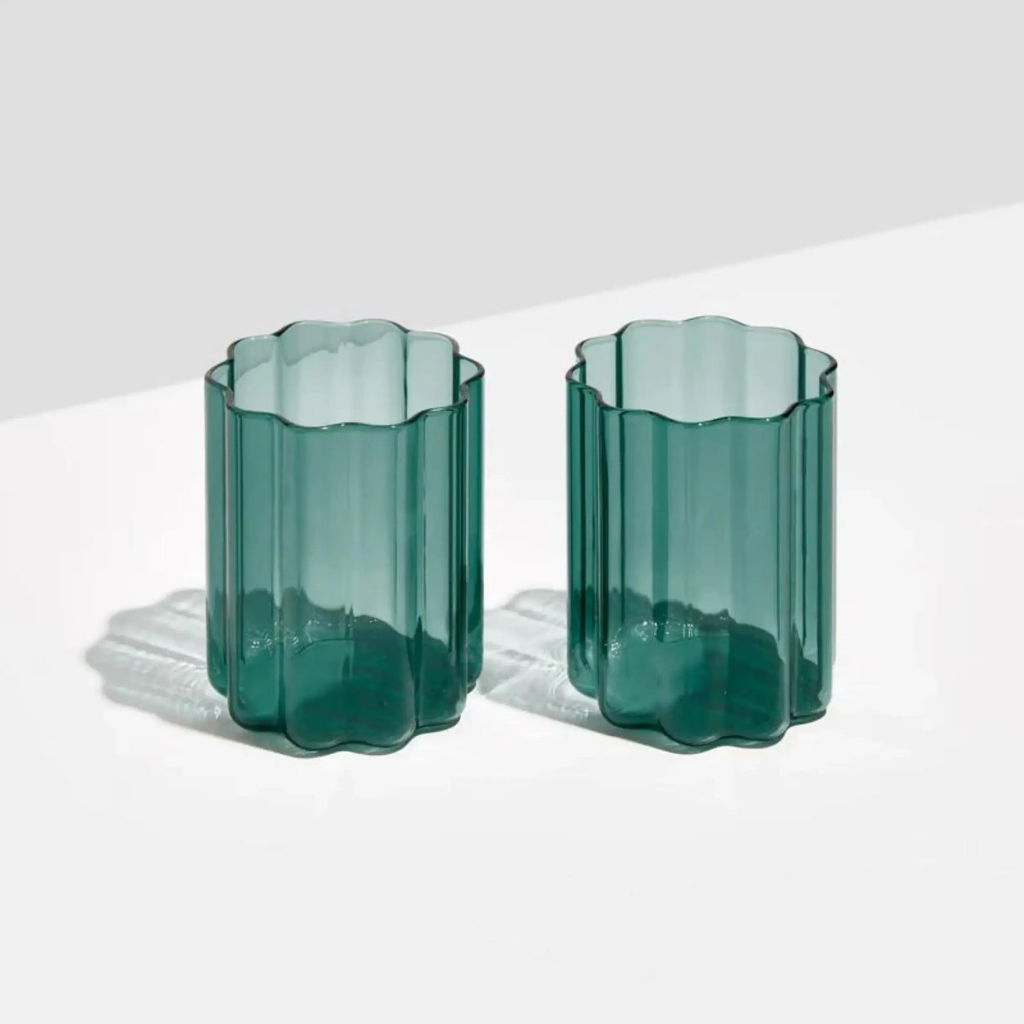 Wave Glass set of 2 - Teal