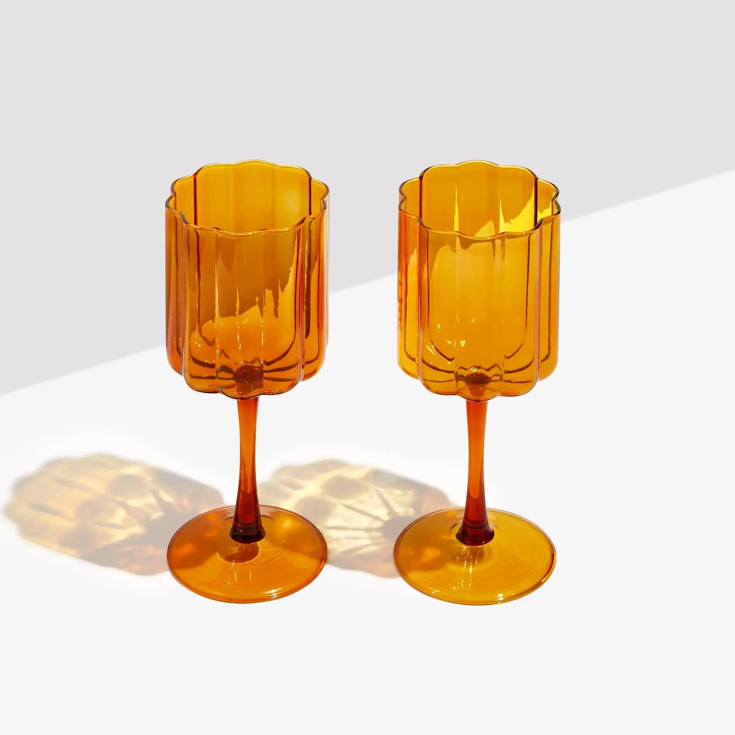 Wave Wine Glass set of 2 - Amber