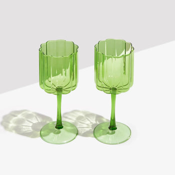 Wave Wine Glass set of 2 - Green