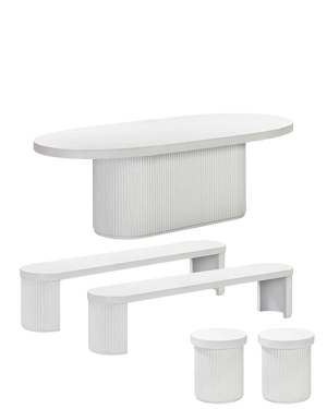 Furrow Outdoor Dining Package 240cm - White Concrete