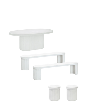 Furrow Outdoor Dining Package 200cm - White Concrete
