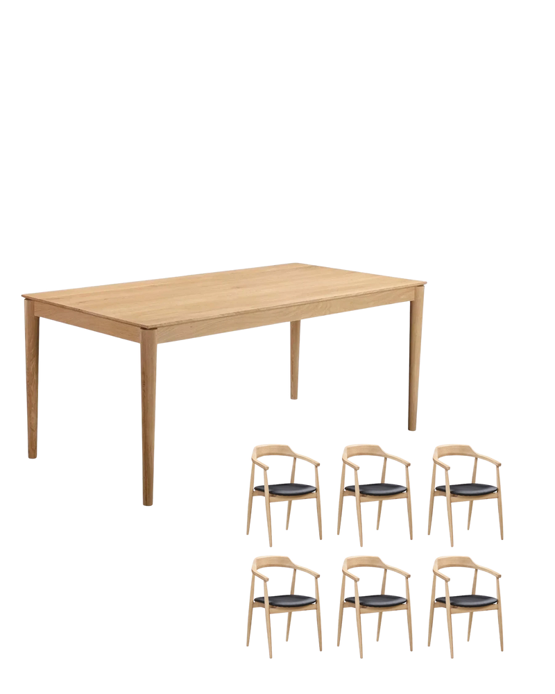 Gather Dining Package - 180cm / Black Vegan Leather