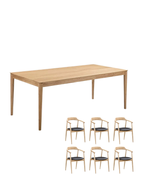 Gather Dining Package - 200cm / Black Leather