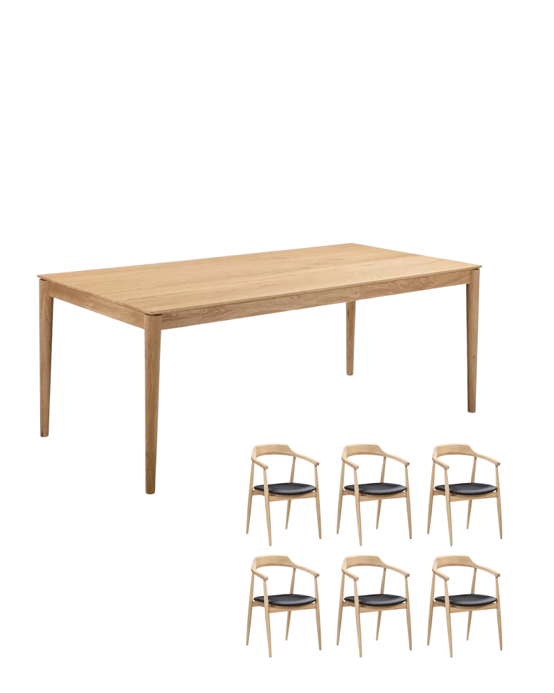 Gather Dining Package - 200cm / Black Vegan Leather