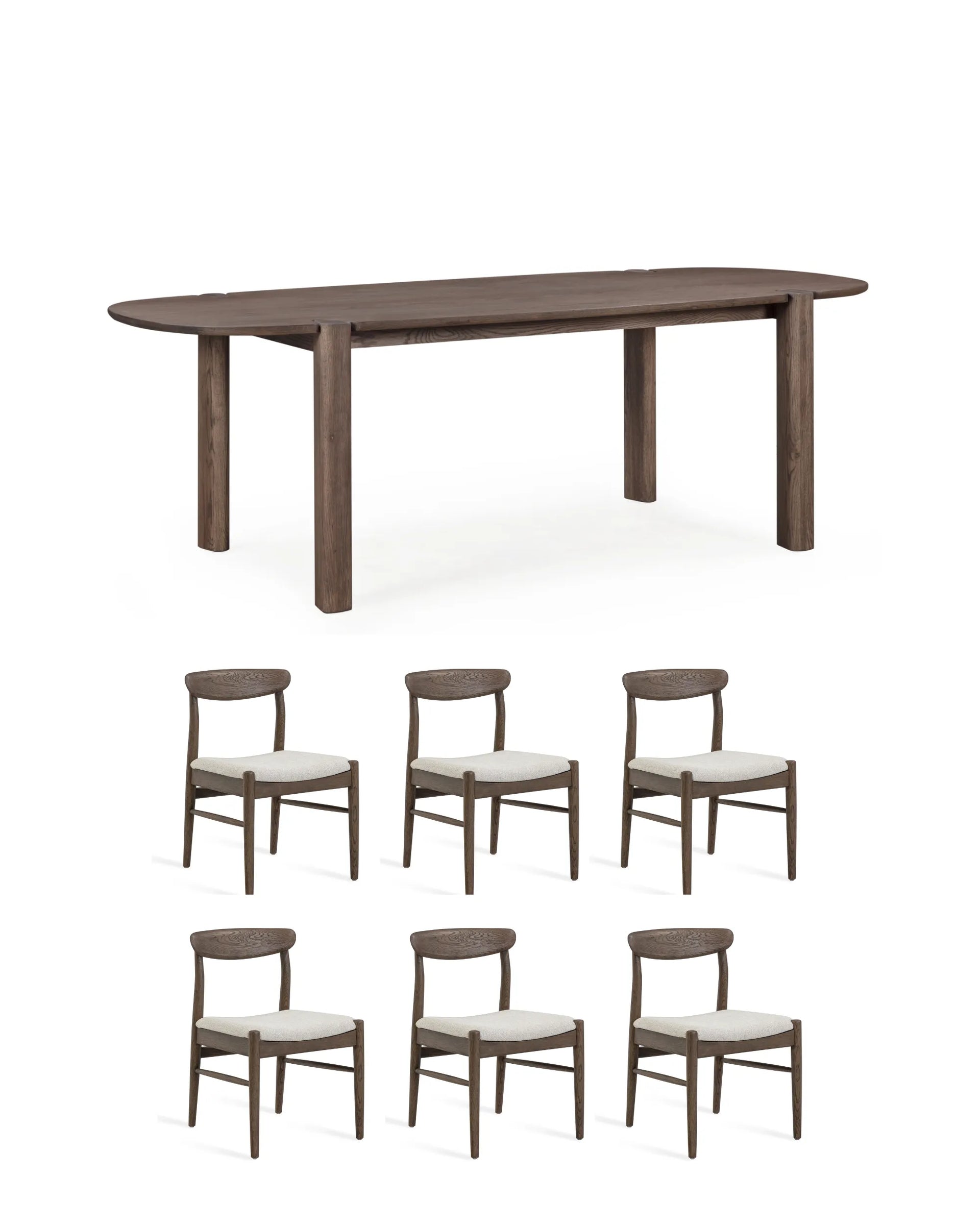 Lunara Dining Package - 220cm Earthen Oak / Tate Biscotti