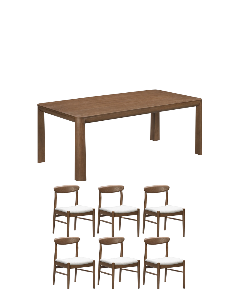 Quart Deep Oak Dining Package - 200cm / Biscotti