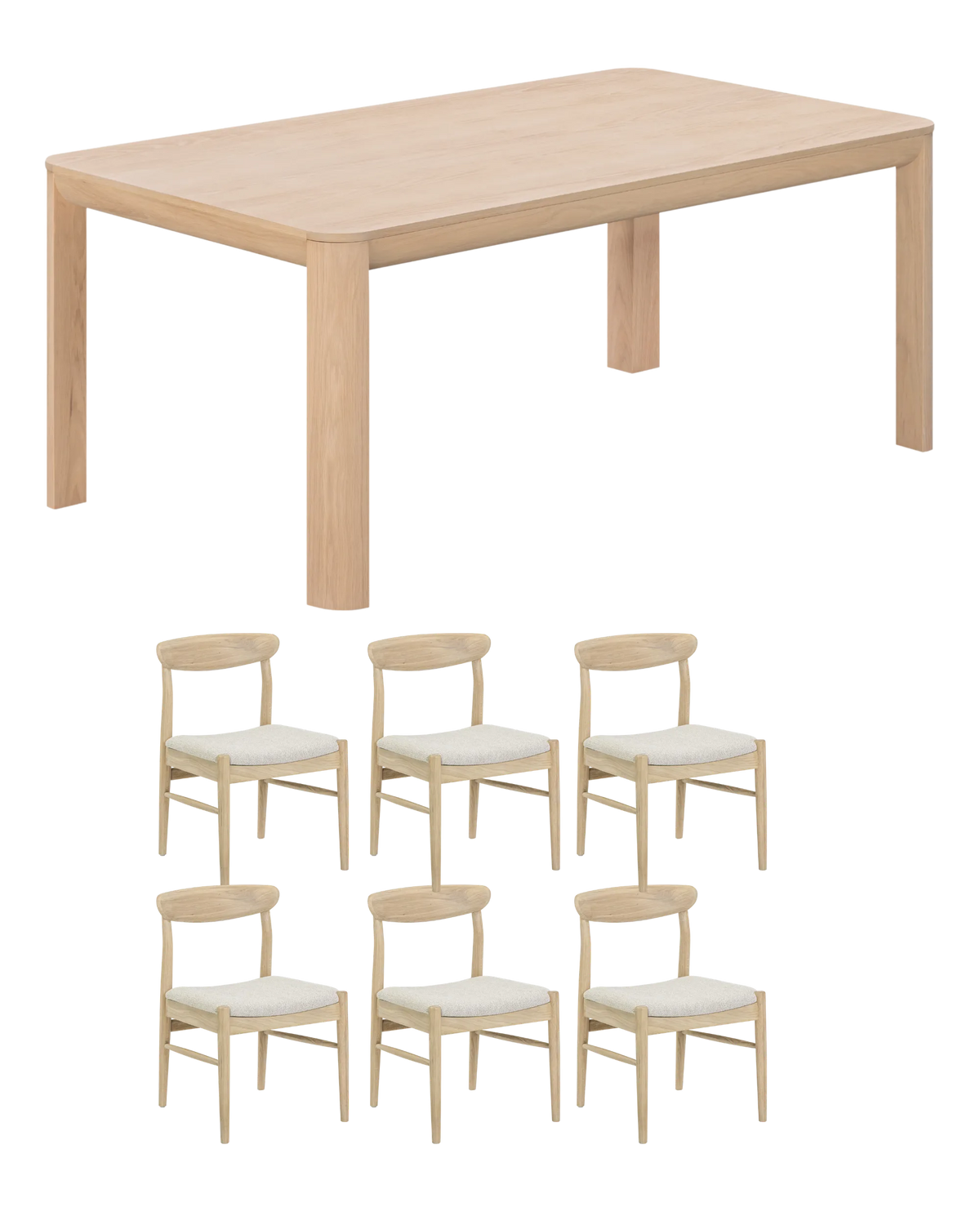 Quart Light Oak Dining Package - 180cm / Biscotti