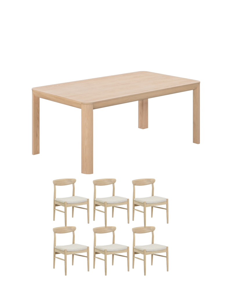 Quart Light Oak Dining Package - 180cm / Biscotti