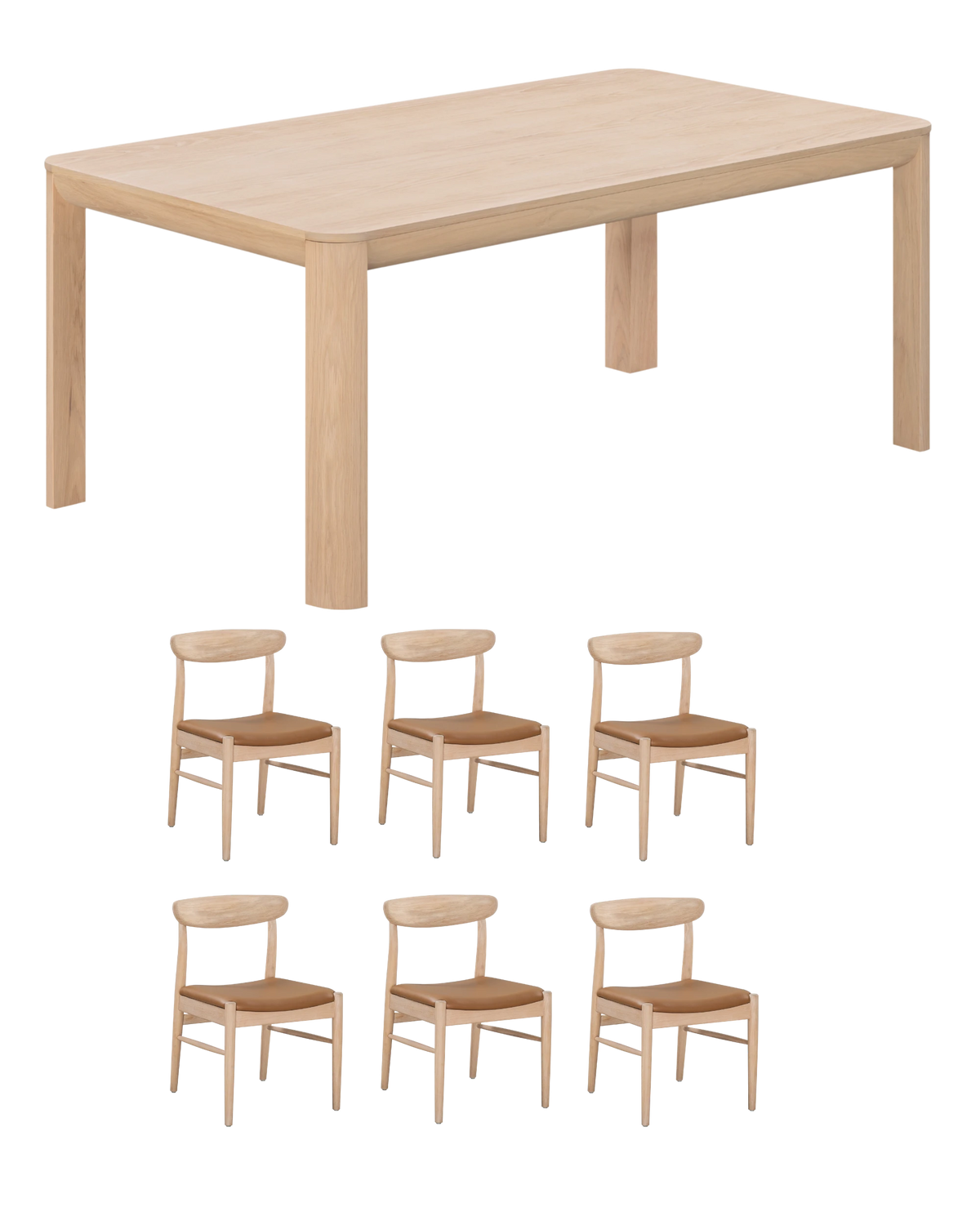 Quart Light Oak Dining Package - 180cm / Tan