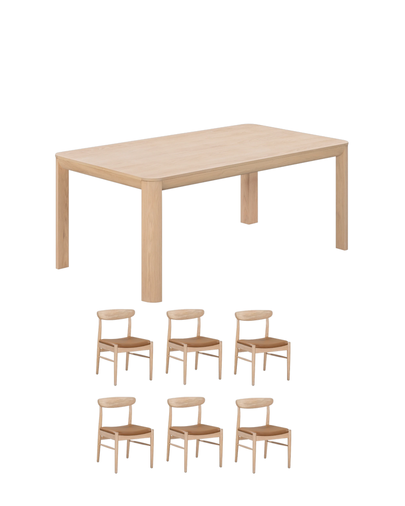 Quart Light Oak Dining Package - 180cm / Tan