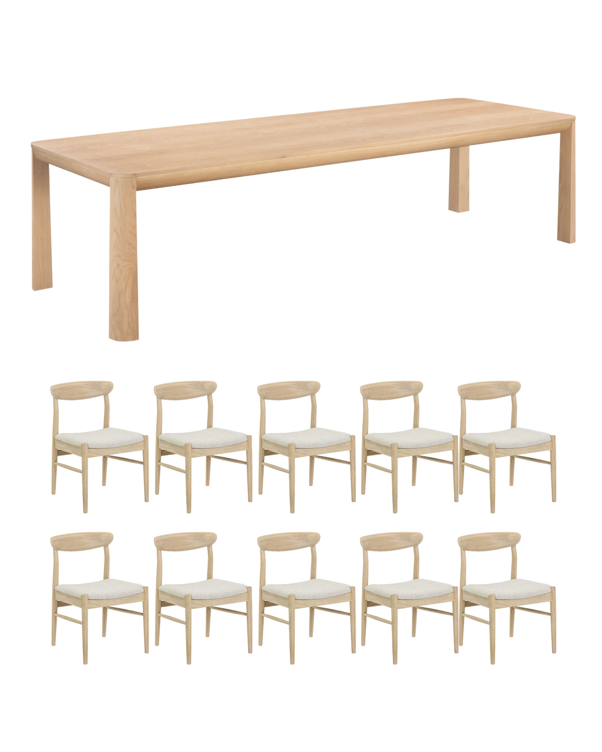 Quart Light Oak Dining Package - 300cm / Biscotti