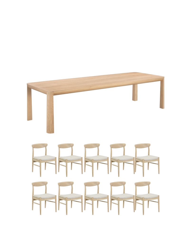 Quart Light Oak Dining Package - 300cm / Biscotti