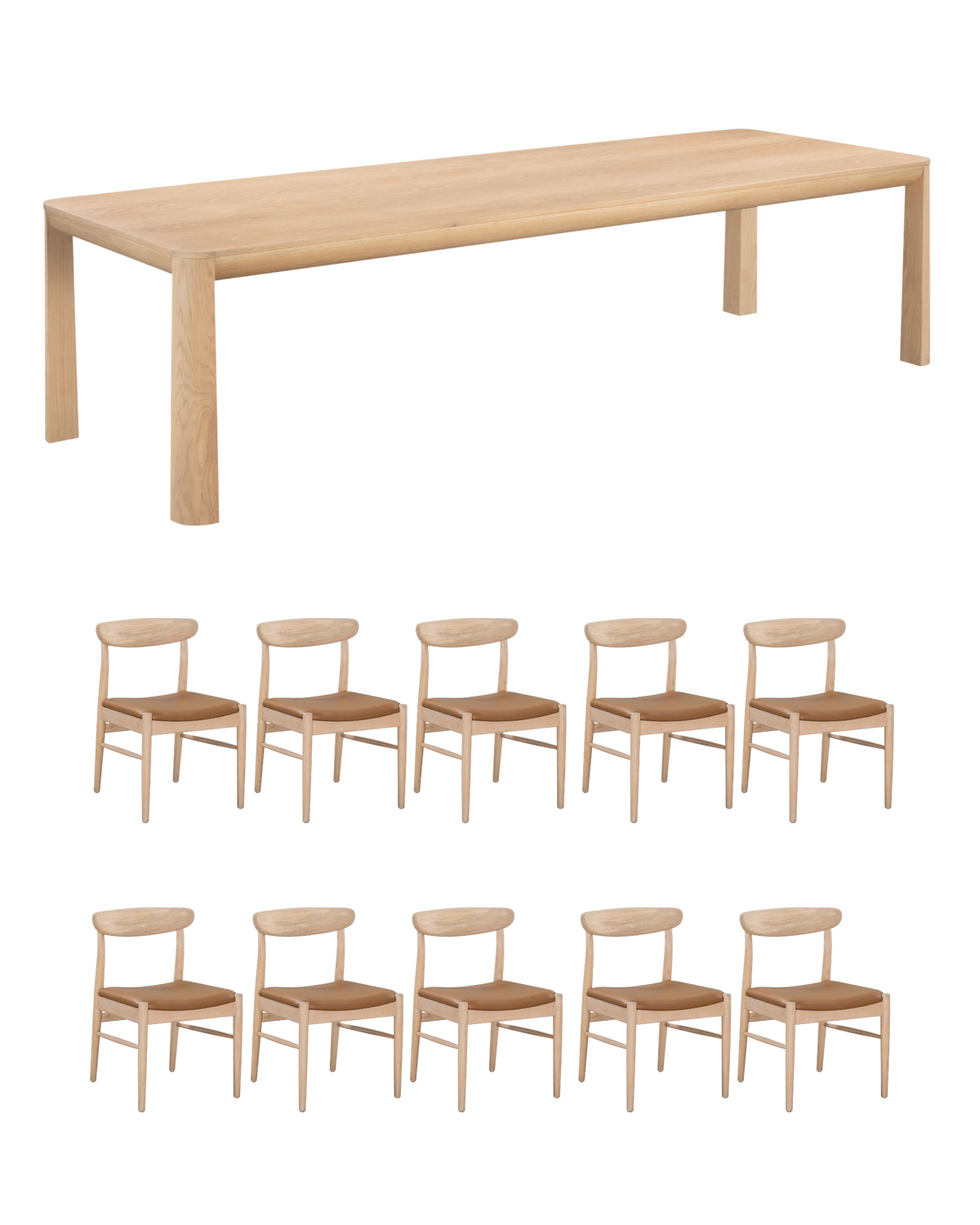 Quart Light Oak Dining Package - 300cm / Tan
