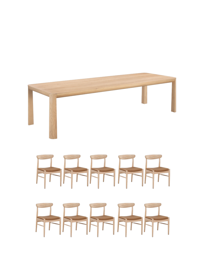 Quart Light Oak Dining Package - 300cm / Tan