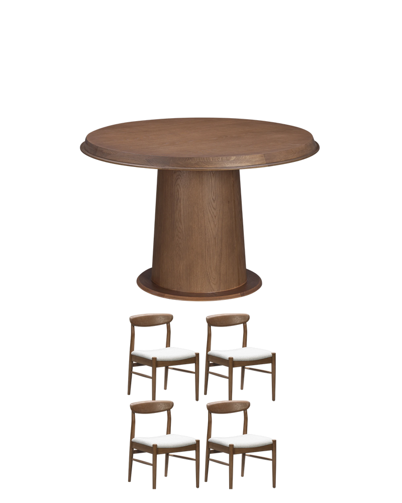 Tone Deep Oak Dining Package - 120cm / Biscotti