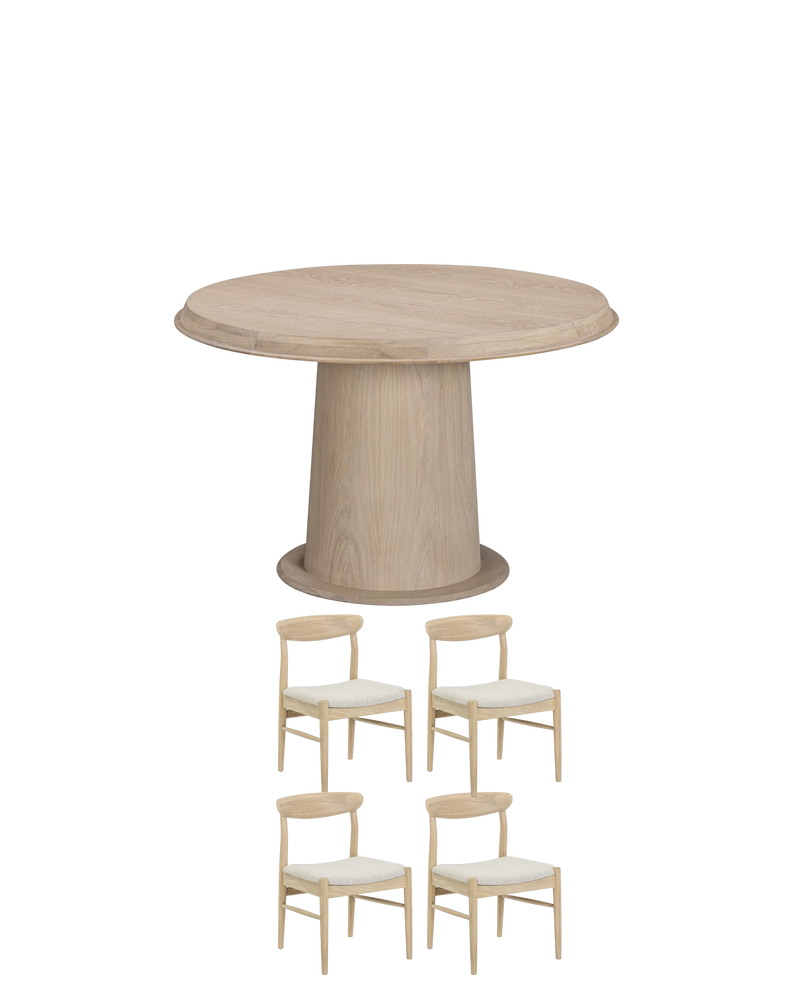 Tone Light Oak Dining Package - 120cm / Biscotti