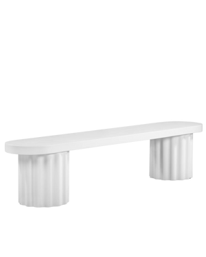 Flock Outdoor Dining Bench 210cm - White Concrete