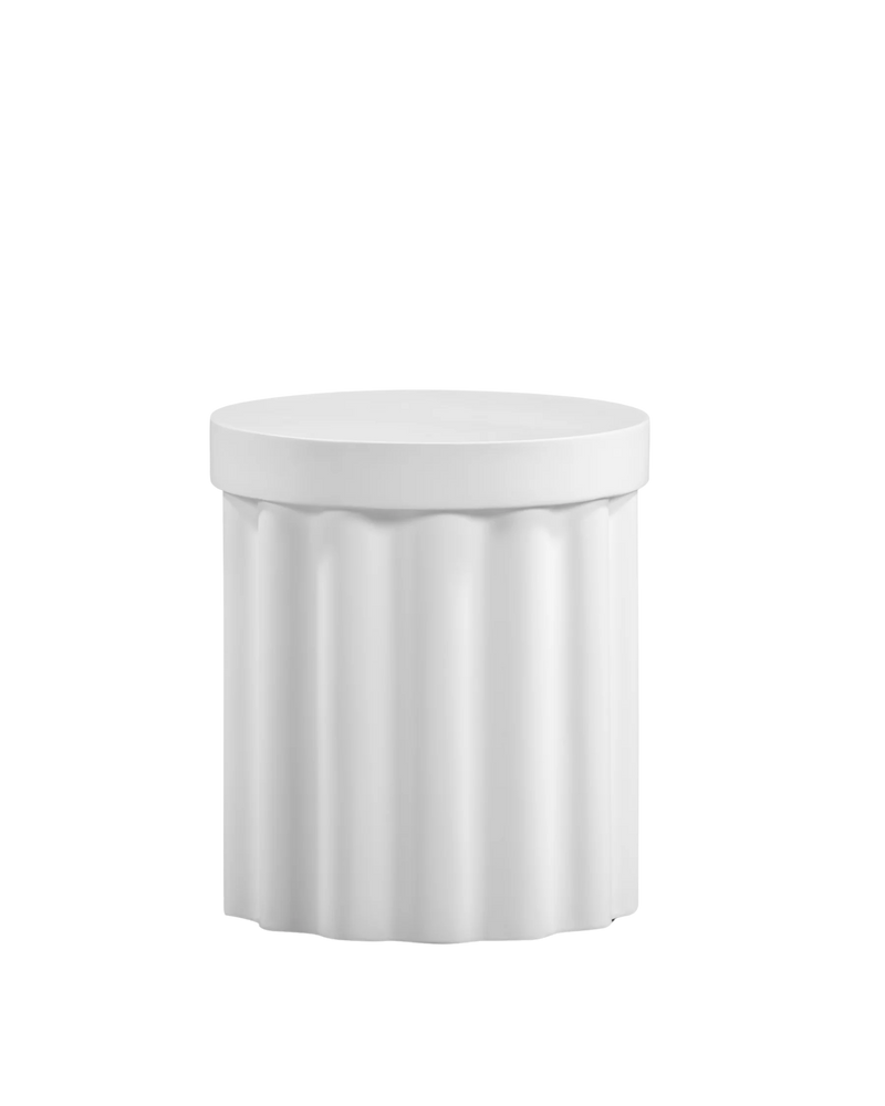 Flock Outdoor Side Table - White Concrete