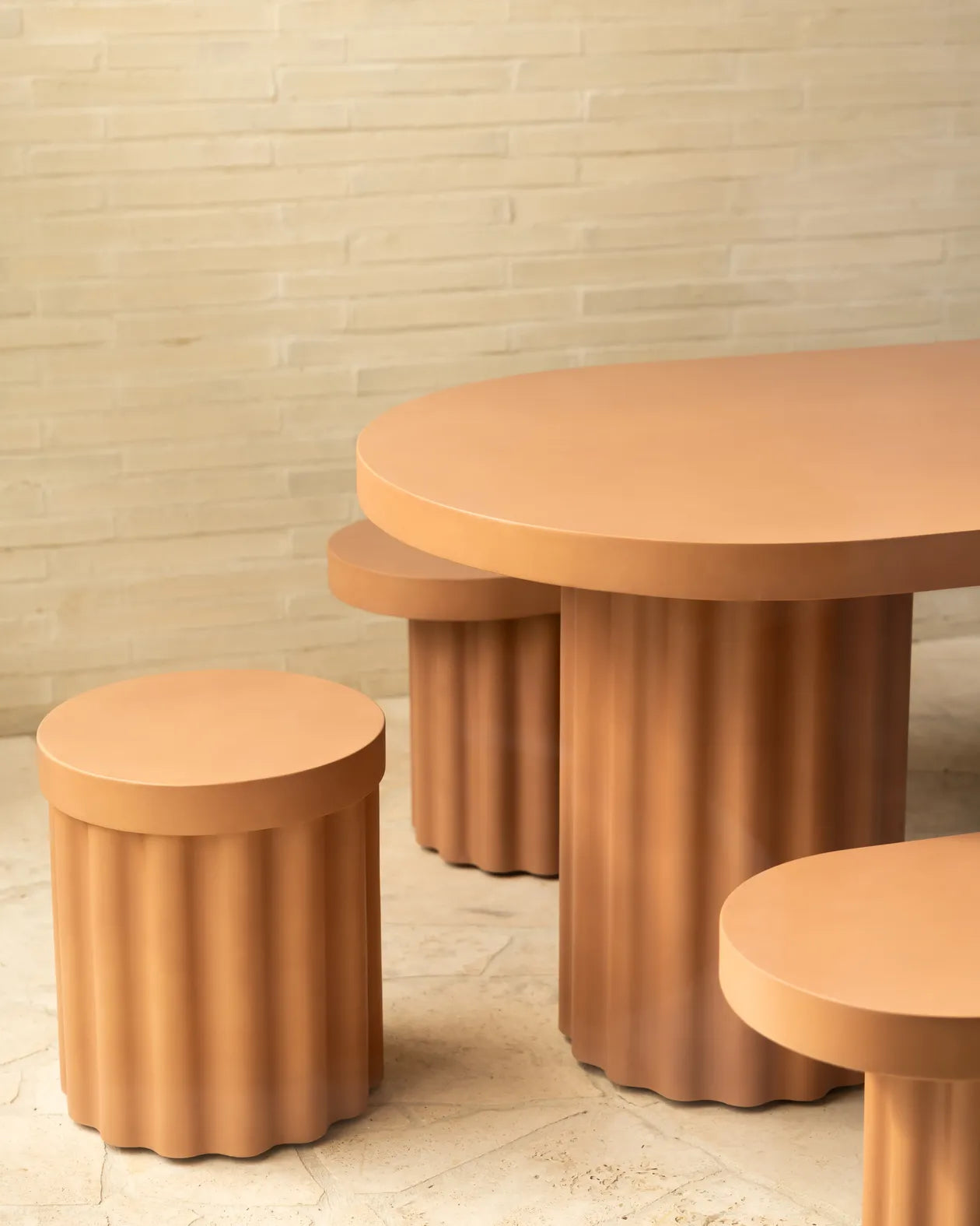 Flock Outdoor Side Table - Terracotta Concrete