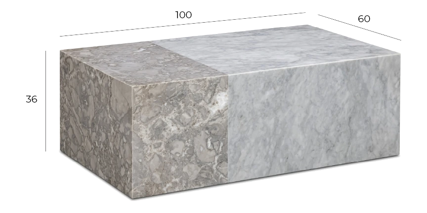 Flutter Coffee Table - Grey Carrara/Tide Pool Marble dimensions