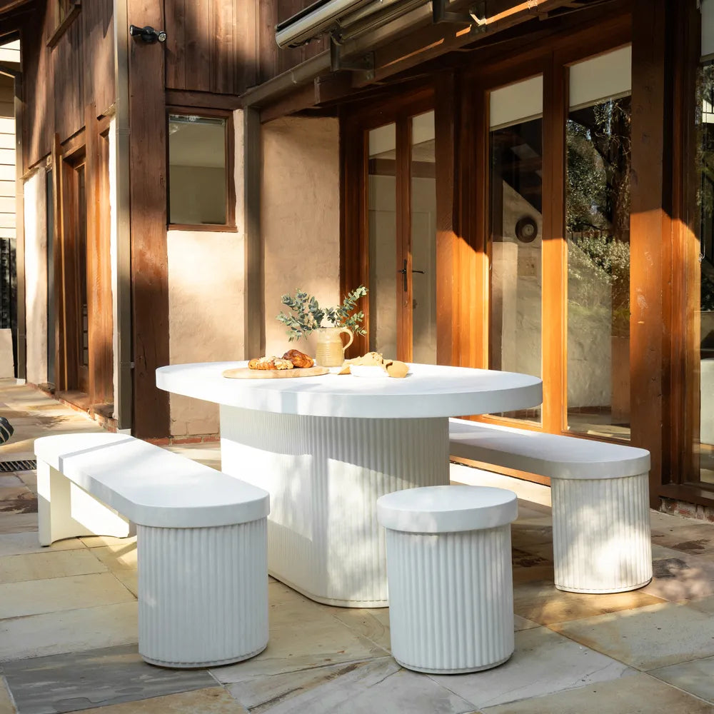 Furrow Outdoor Dining Package 240cm - White Concrete