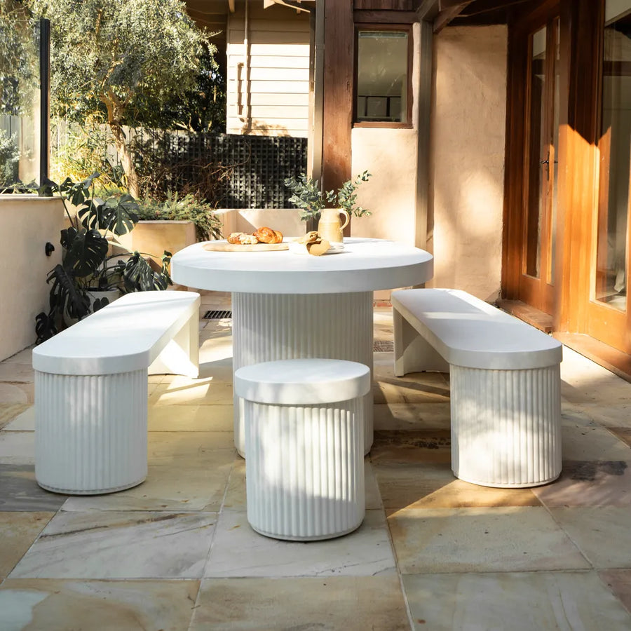 Furrow Outdoor Dining Package 240cm - White Concrete