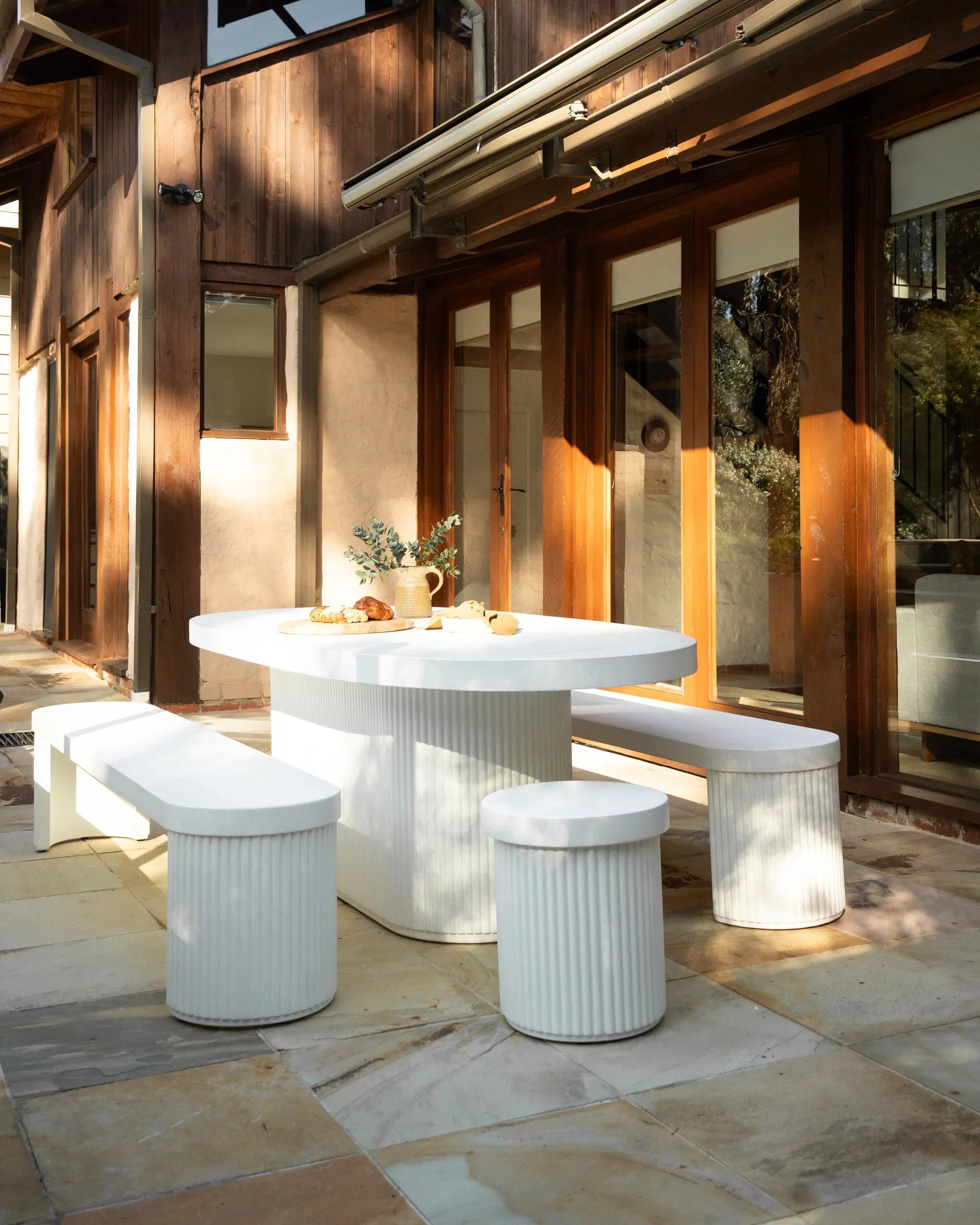 Furrow Outdoor Dining Package 240cm - White Concrete