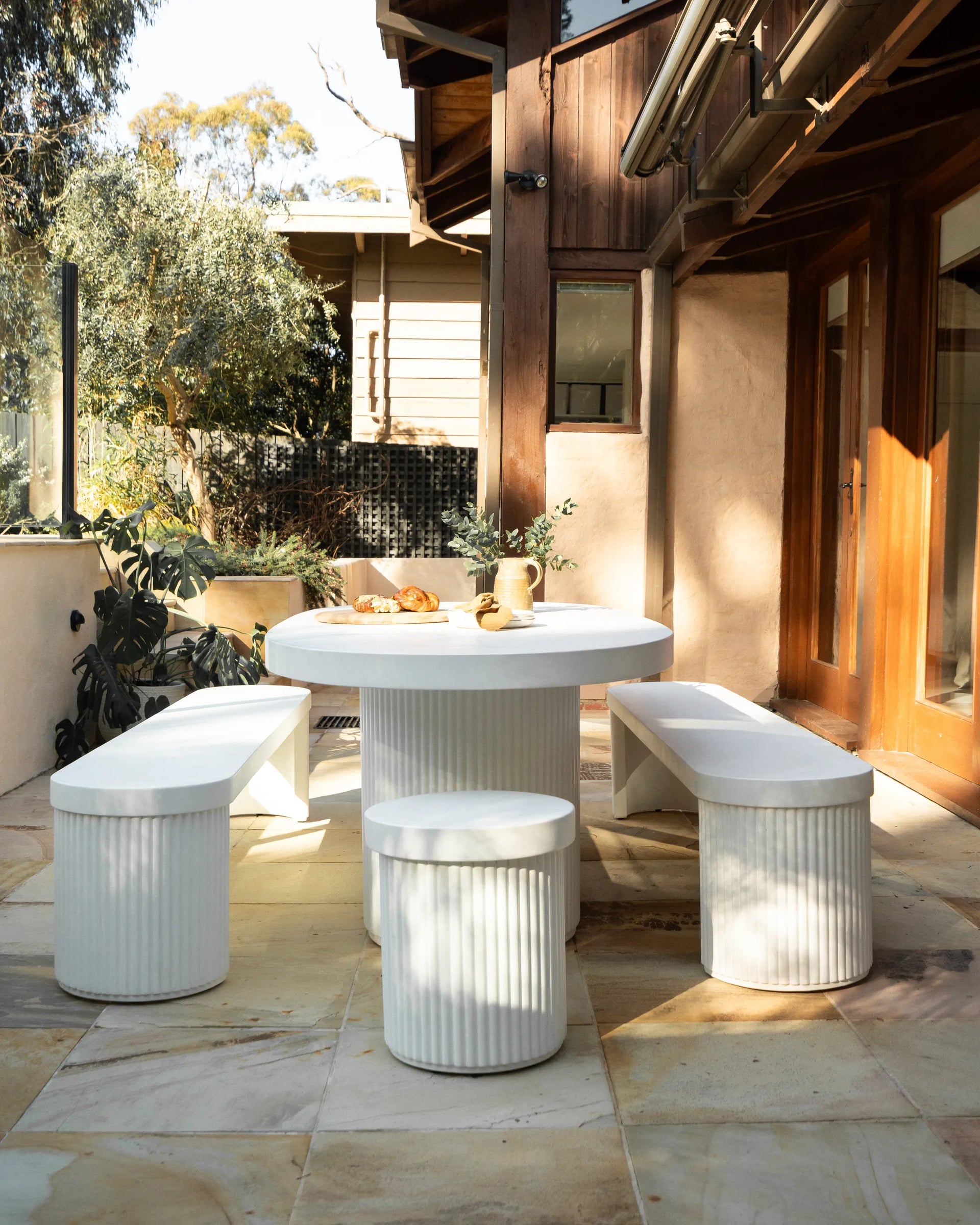 Furrow Outdoor Dining Package 240cm - White Concrete