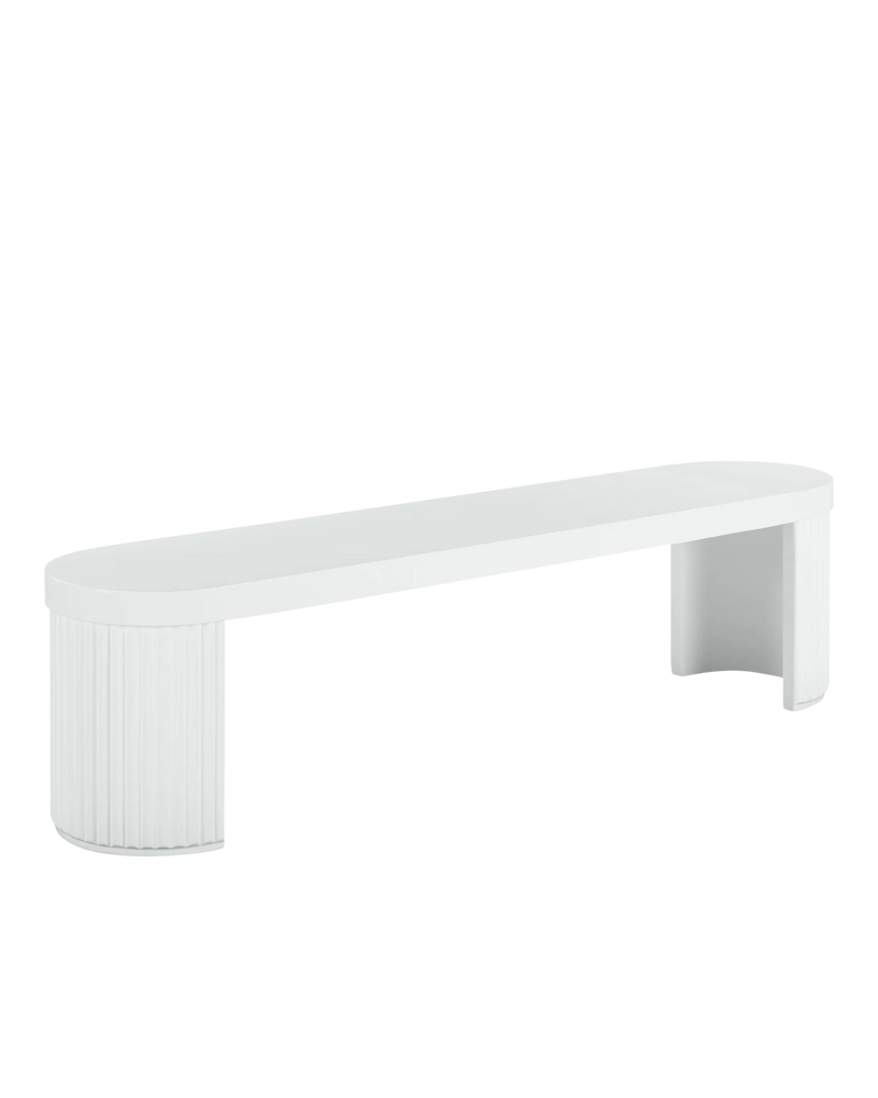 Furrow Outdoor Dining Bench 180cm - White Concrete