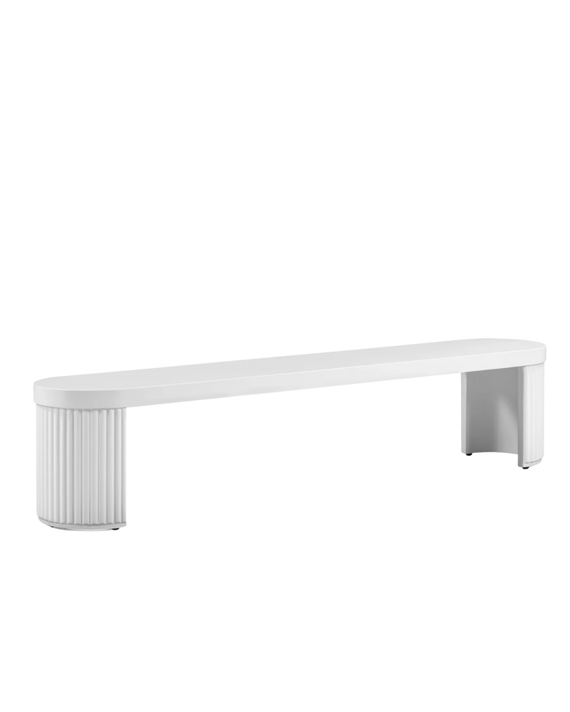 Furrow Outdoor Dining Bench 220cm - White Concrete