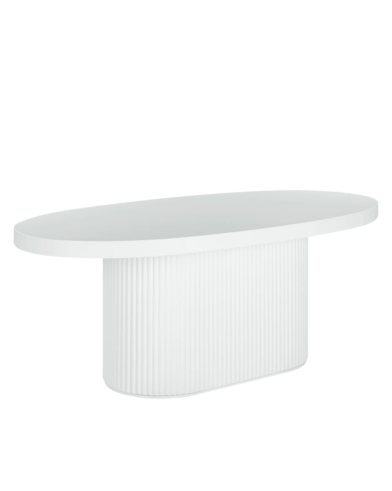 Furrow Outdoor Dining Table 200cm - White Concrete