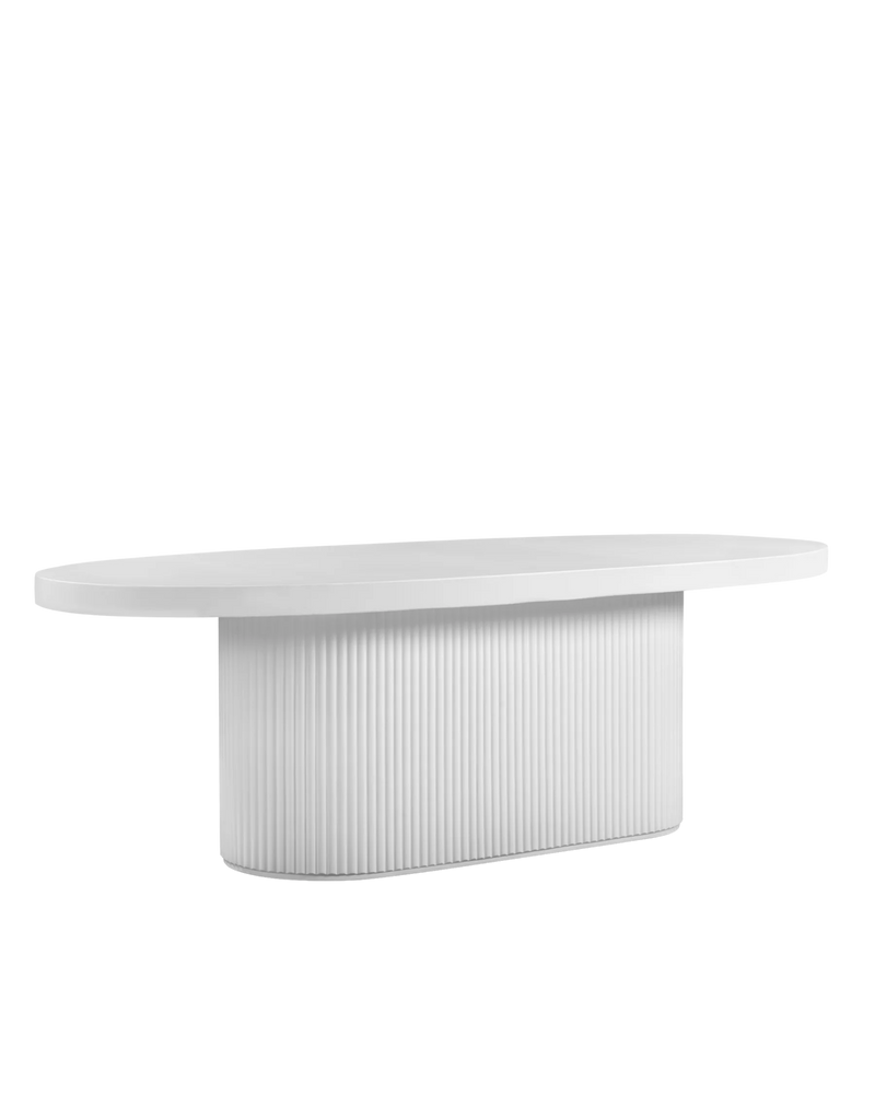Furrow Outdoor Dining Table 240cm - White Concrete