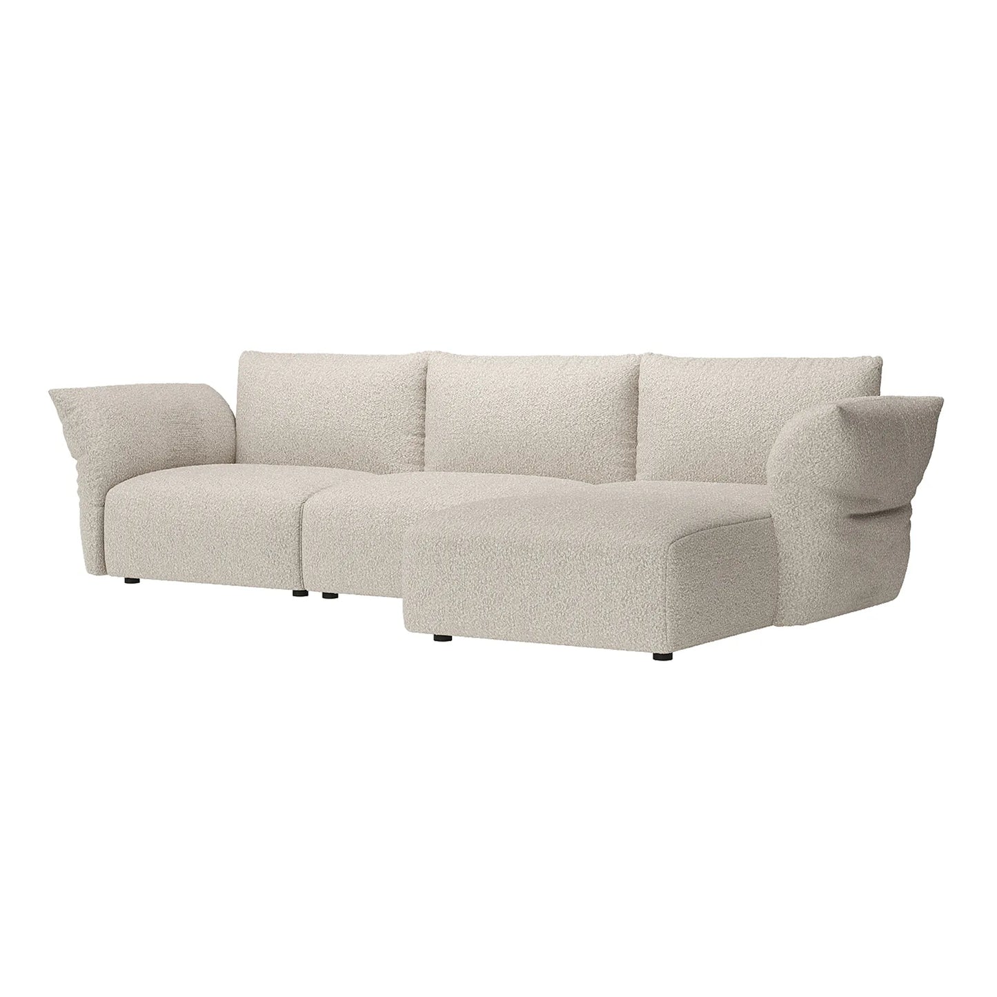 Puff Right Hand Chaise Sofa - Maya Cream Boucle
