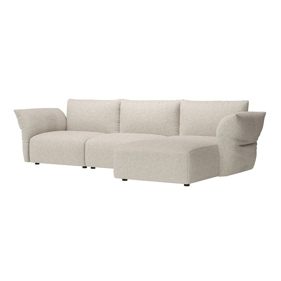 Puff Right Hand Chaise Sofa - Maya Cream Boucle