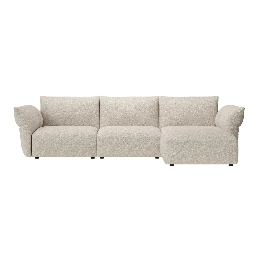 Puff Right Hand Chaise Sofa - Maya Cream Boucle