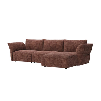 Puff Right Hand Chaise Sofa - Solo Auburn