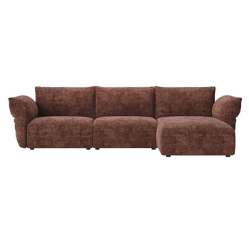 Puff Right Hand Chaise Sofa - Solo Auburn