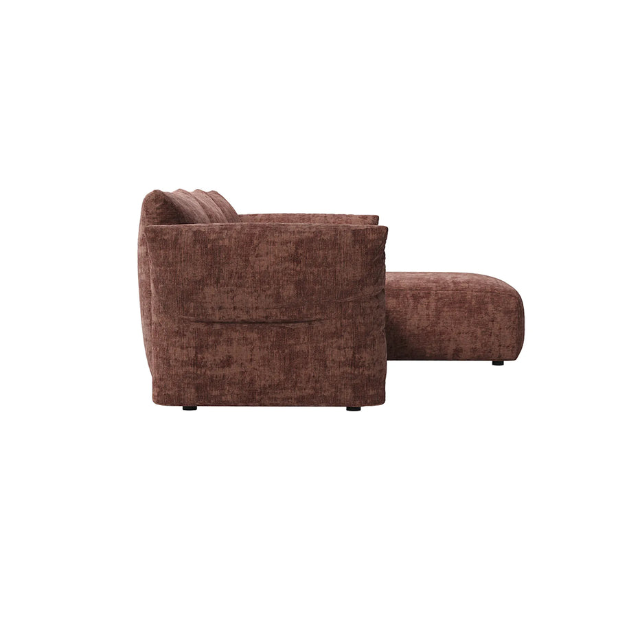 Puff Right Hand Chaise Sofa - Solo Auburn