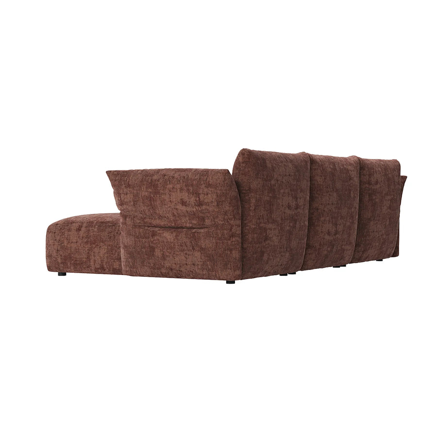 Puff Right Hand Chaise Sofa - Solo Auburn