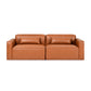 Mix 3 Seater Sofa - Cognac Vegan Leather