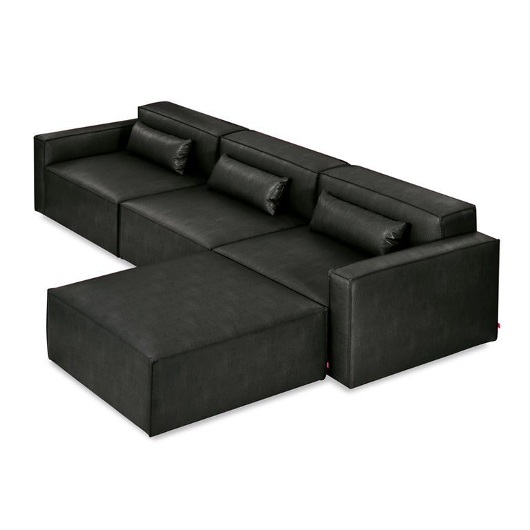 Mix 4 Seater Chaise Sofa - Black Vegan Leather
