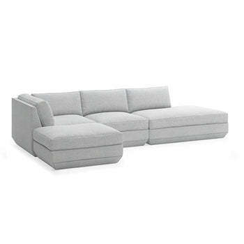 Podium RHF Open Chaise Sofa - Bayview Silver