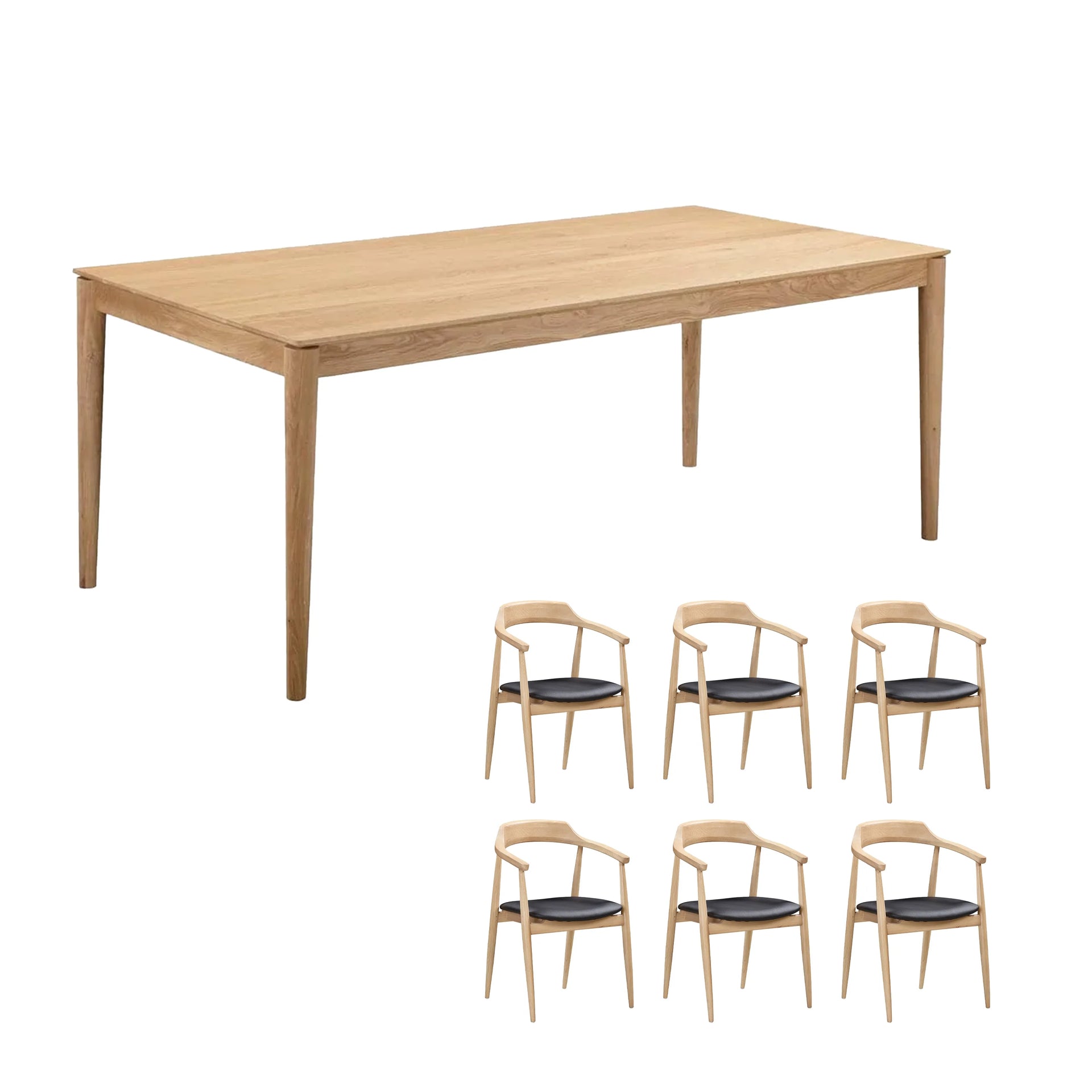 Gather Dining Package - 200cm / Black Leather