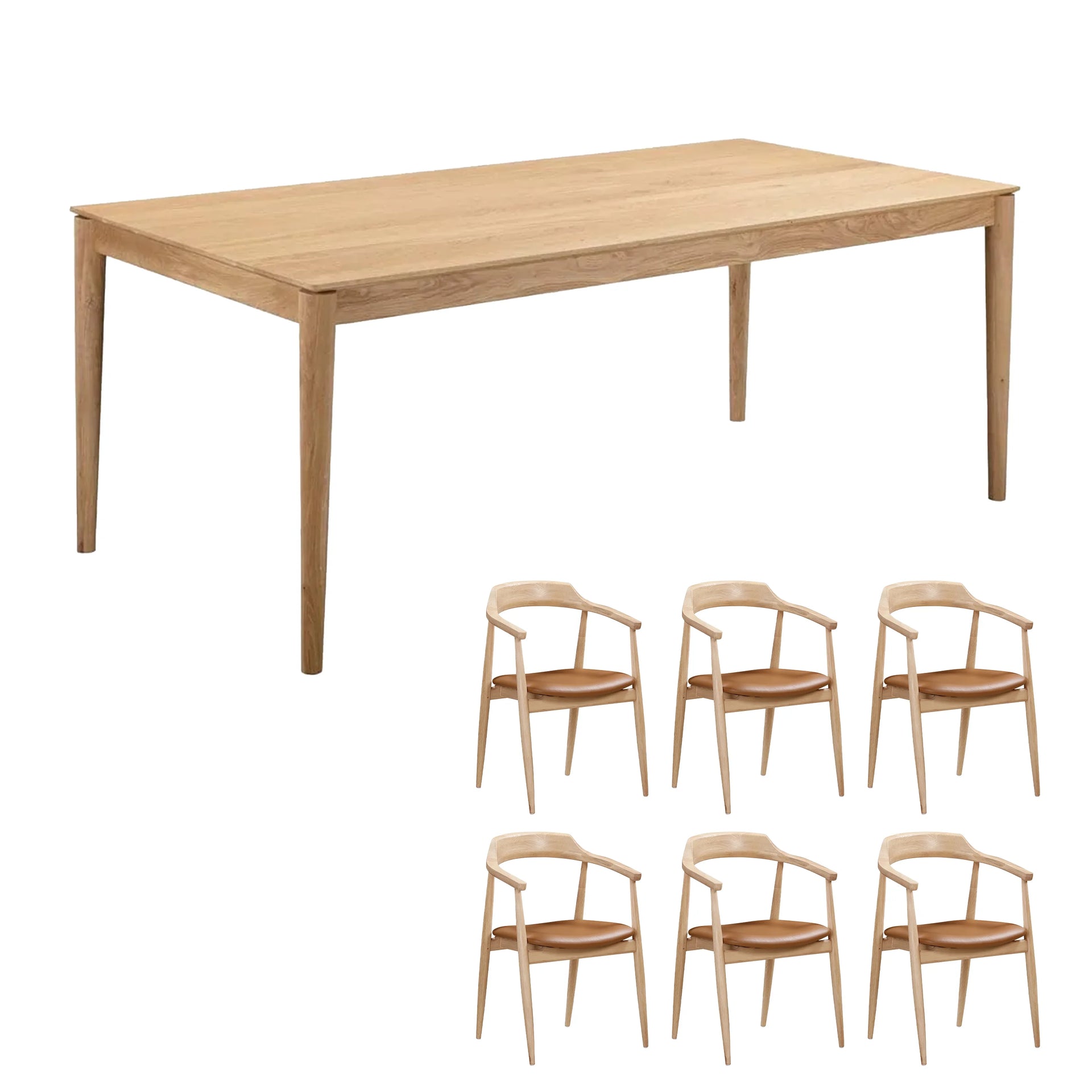 Gather Dining Package - 200cm / Tan Leather