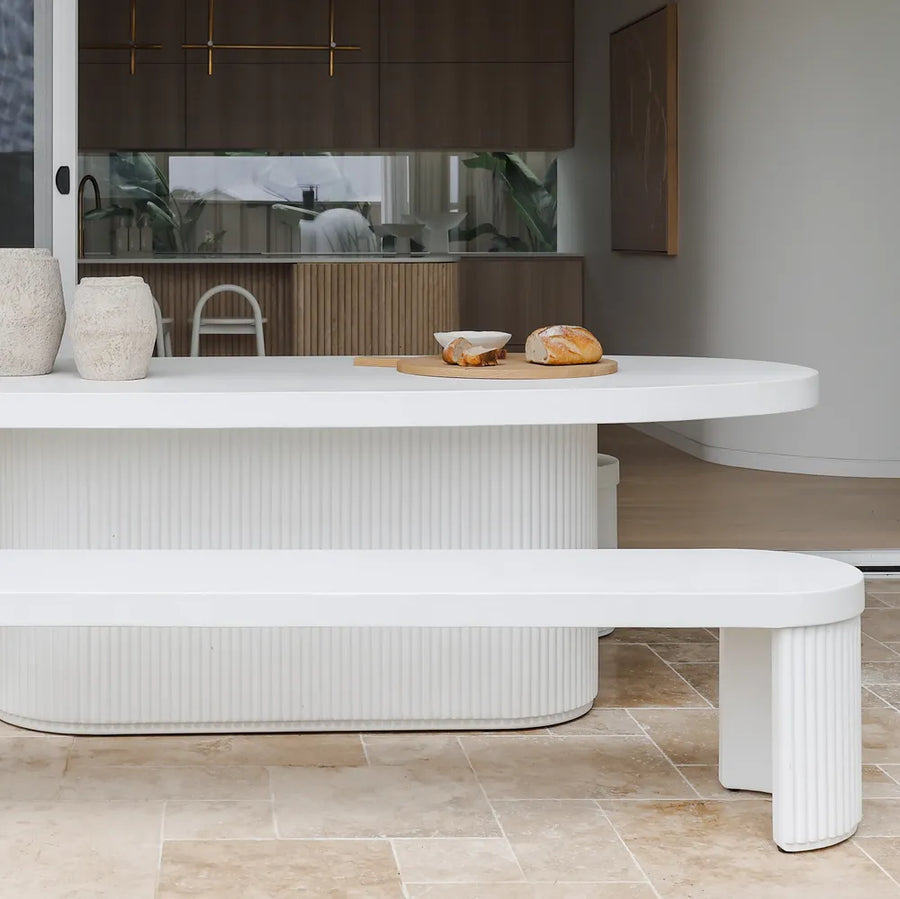 Furrow Outdoor Dining Table 240cm - White Concrete